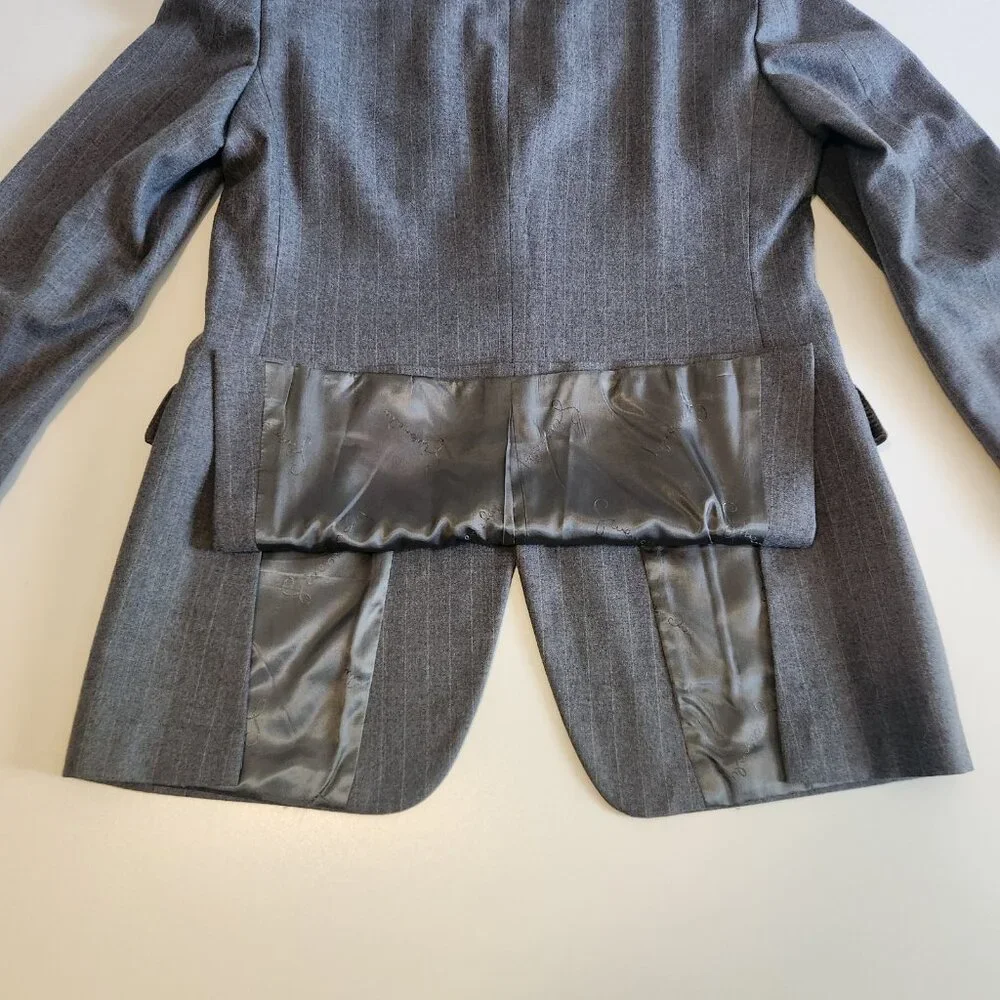 Givenchy Gentleman for Chequers Vintage‎ Blazer Suit Jacket Gray Pinstriped 42R